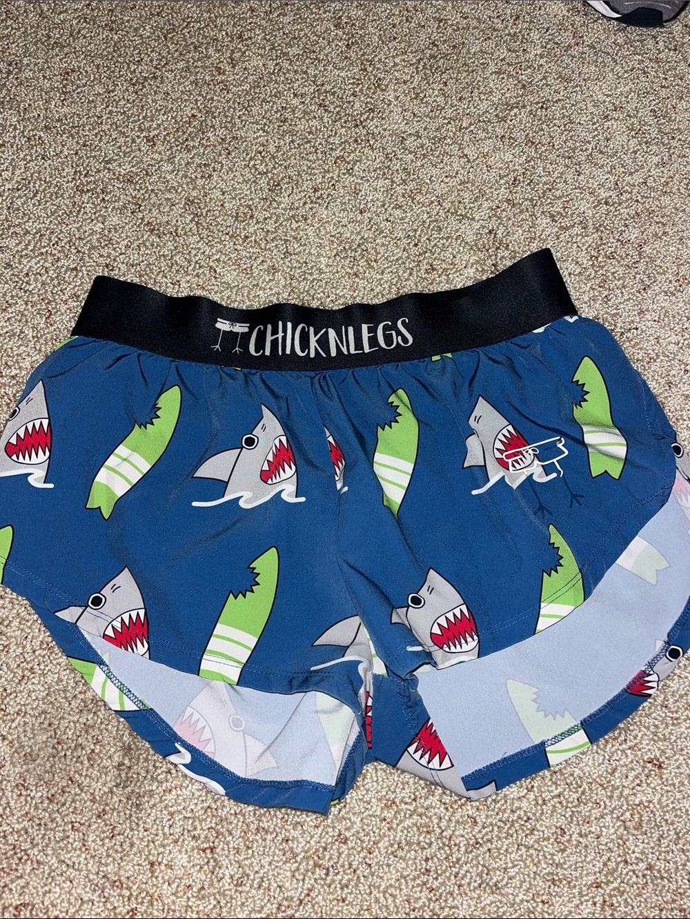 ChicknLegs Women's Blue Shark-Print Athletic Shorts